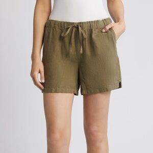 NWT Nordstrom Caslon Olive Linen Drawstring Shorts - Small